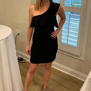 Elizabeth and James Black Sequin Asymmetrical Cocktail Dress